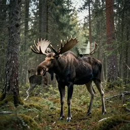 a moose in the forest, beautiful dynamic lighting, cinematic, wide angle establishing shot, extremely high detail, photo realistic, cinematic lighting, post processed, concept art, artstation, matte painting, style by frederic church, raphael lacoste