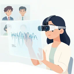 woman using tobii eye tracker on transparent screen, scientific illustration of gaze saccades, clean cel shaded vector art. shutterstock. behance hd 4 k by lois van baarle, artgerm, helen huang, by makoto shinkai and ilya kuvshinov, rossdraws, illustration