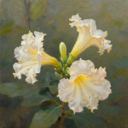 oil painting of brugmansia flowers