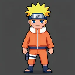 naruto as a pirate, pixel art