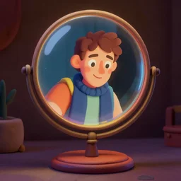 spherical mirror, james jean style, claymation style, colourful, volumetric light,, dramatic light, analogue photo, vfx art, digital painting, digital illustration, unreal engine render,