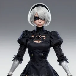 portrait of 2B (Nier Automata) as a Starcraft 2 character, artstation cgsociety highly-detailed