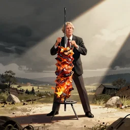 Political cartoon of Jordon Peterson being roasted on a spit