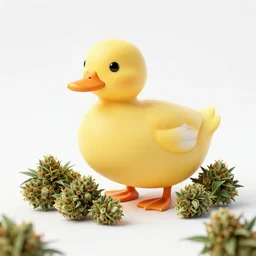 duck, marijuana plant, marijuana buds, duck, duck surrounded by weed