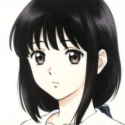 portrait of manga cute young girl in sumi e by yoji shinkawa, shikinami asuka langley, johfra bosschart, black and white, hyper detailed