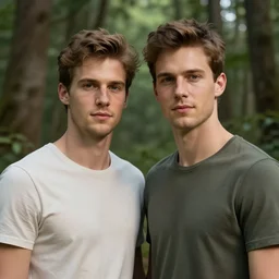 hyperrealist portrait male couple in the forest by alex heywood and gaston bussiere, albert lynch, fantasy, photorealistic, octane render, unreal engine, dynamic lighting, handsome man, beautiful, wlop, cute, perfect factions, perfect man, trending on artstation, poster, volumetric lighting, very detailed faces, 4 k, award winning