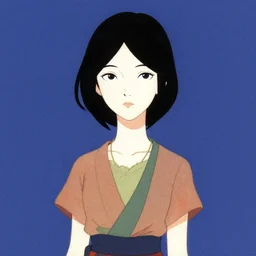 a Japanese woman in the style of Jamie Hewlett