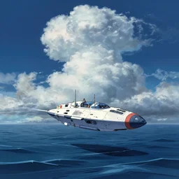 illustration of a spaceship over an agitated ocean at night with cummulonimbus clouds by moebius, by makoto shinkai, by oliver vernon, by joseph moncada, by damon soule, by manabu ikeda, by kyle hotz, by dan mumford, by kilian eng, by nico delort