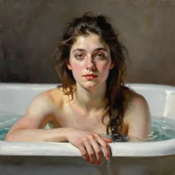 woman in a bathtub. painting by fuchs ernst