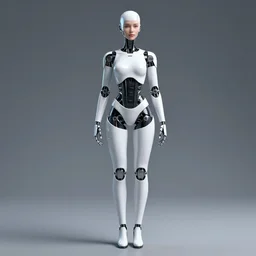 a full body image of a futuristic streamlined exotic clean android with a beautiful face of a young woman, halo, mass effect, starcraft, gears of war, hyper realistic, ultra detailed, artstation, deviantart