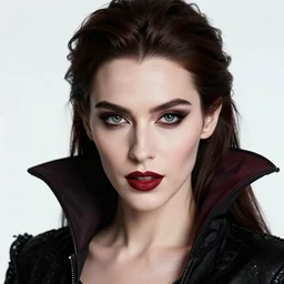 beautiful vampire queen, eye contact ,highly detailed, 4k, HDR, smooth, sharp focus, hyper realistic, high resolution, award-winning photo