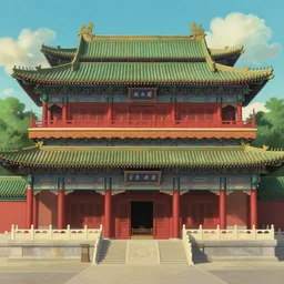 symmetry!! a gorgeous chinese palace, by stuio ghibli