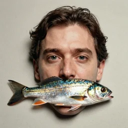 a 3 5 mm photo of fish with human face horro practical fx by david cronenberg