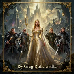 book cover design, fantasy, sci fi, heroic fantasy, adventure, battle, elves, princess, by greg rutkowski