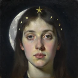 a face+stars+moon+semi-realism painting: j.c. leyendecker