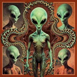 creepy alien fractal paranoia in the sixties, bizarre vintage collage