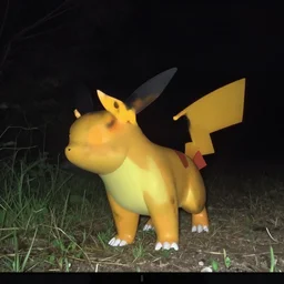 trail cam footage of a wild fire type real pokemon at night