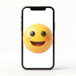 single IOS iPhone yellow smiling emoji, centered on white background, 3D render, Blender