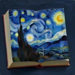 oil painting in a spellbook of a dark beautlful starry night, constellations by charles vess and titian on black matte very textured paper