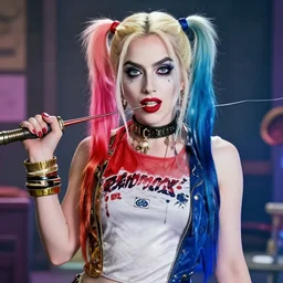 lady gaga as Harley Quinn, cinematic poster, movie still, realistic