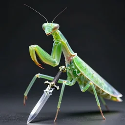 portrait of green anthropomorphic mantis religiosa ; hard predatory look ; d & d rogue ; translucent!!! translucent ethereal ; powerful front forelegs holding an enchanted dagger ; flat triangle - shaped head with thin thread - like antennae ; concept art ; artstation ; 8 k ; wallpapers ; heavy contrast ; cinematic art ; cgsociety ; art by greg rutkowski and artgerm