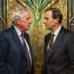 bernie sanders meets eugene debs, oil painting, cinematic, art deco, award winning, masterpiece, trending on artstation, 8 k