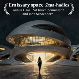 emissary space by arthur haas and bruce pennington and john schoenherr, cinematic matte painting, zaha hadid building, photo realism, dark color palate, woman walking alone,
