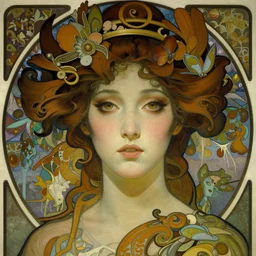 realistic detailed face portrait of a beautiful young otherworldly ethereal alien geisha by alphonse mucha, ayami kojima, amano, charlie bowater, karol bak, greg hildebrandt, jean delville, and mark brooks, art nouveau, neogothic, gothic, rich deep moody colors, surreal majestic dreamscape, character concept design