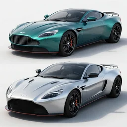 a sports car based on nissan, aston martin and chevy sports car body styles, nissan sports cars, chevy sports cars, aston martin, white and black paint, muscle cars, trending on artstation, unreal engine, realistic, studio lighting, by jotaautomotive, nancorocks and khyzylsaleem