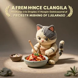 a cat making kimchi, claymation
