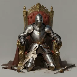 aesthetic digital illustration of a kneeling wounded knight, by anne stokes | dirty royal robes, broken throne, character concept, concept art, unreal engine, finalrender, centered, deviantart, artgerm