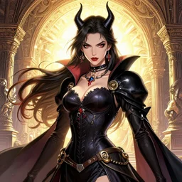 the portrait of neutral evil fallen female dark knight vagabond as absurdly beautiful, gorgeous, elegant, sophisticated, woman, an ultrafine hyperdetailed illustration by kim jung gi, irakli nadar, intricate linework, bright colors, octopath traveler, final fantasy, unreal engine 5 highly rendered, global illumination, radiant light, detailed and intricate environment