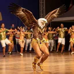 an eagle dancing samba in brazil