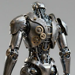 a portrait of a cyberpunk robot made of engraved full plate armor and gears, macro shot by justin gerard, unreal engine, physically based rendering
