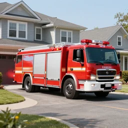 fire truck arriving at house fire