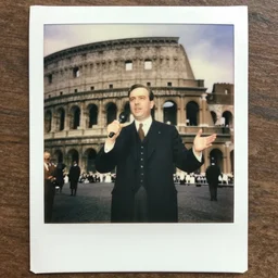 a Polaroid photo of Rome Speech in 1930 by Benito