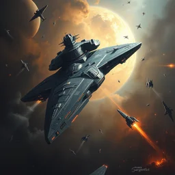 painting of an epic space battleship, military sci fi cover, concept art by john singer sargent, greg rutkowski, adrian smith, trending on artstation,