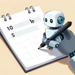 draw of a robot writing in a calendar