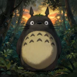portrait of a scary horrific totoro in a dense jungle at sunset, detailed, centered, digital painting, artstation, concept art, donato giancola, alphonse mucha, Joseph Christian Leyendecker, WLOP, Boris Vallejo, Breathtaking, 8k resolution, extremely detailed, beautiful, establishing shot, artistic, hyperrealistic, beautiful face, octane render