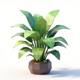 low-poly calathea, stylized pixar-style 3d render, full body, isolated on a pure white background, centered, entire subject in frame, sharp focus, soft studio lighting