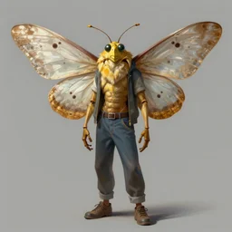 concept art by greg rutkowski, an antropomorphic humanoid moth wearing cassual clothes, digital painting, artstation, concept art, smooth, sharp foccus ilustration, artstation hq.