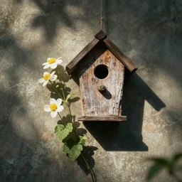 whimsical birdhouse and flowers by jean - baptiste monge