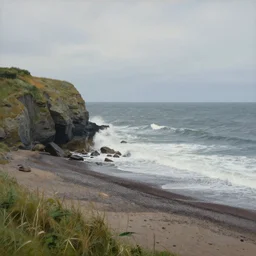 beautiful matte painting of north sea shore