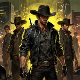 cyberpunk wild west, dramatic lighting, city background, chiaroscuro, high detail, painted by greg rutkowski, painted by igor kieryluk, painted by bobby chiu, trending on artstation