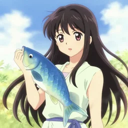 yuri tamura with a fish dreaa anime trending illustration by miura