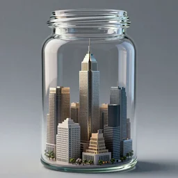 #pic A city in a glass jar, ultra-high resolution,hd digital art , photorealism