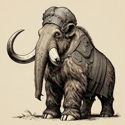 ancient norse mammoth rider, wearing norse armor, intricated, hyper detailed, beksinski