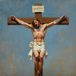 religious portrait, conor mcgregor on the cross, oil on canvas, digital art