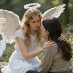 photo of angel comforting a woman