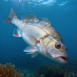 incredibly detailed atlantic cod, hyper realistic, underwater, dynamic camera angle